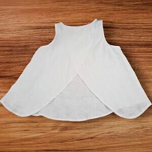 Isaac Mizrahi New York 100% Linen White Sleeveless Top Open Back Sz SMALL